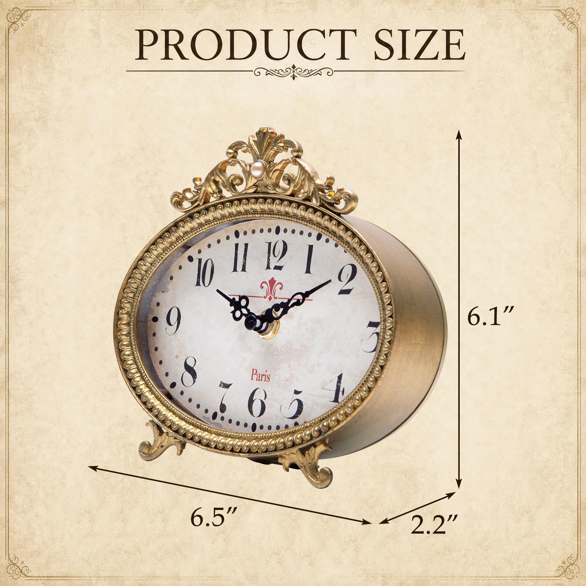 Amazon.com: NIKKY HOME Vintage Table Clock, French Gold Color